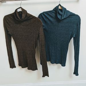 2 Michael Stars Shine Long Sleeve Turtlenecks